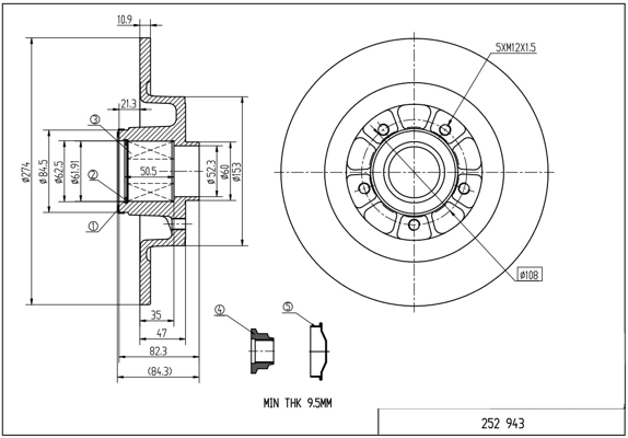 HART 252 943 Brzdový kotouč