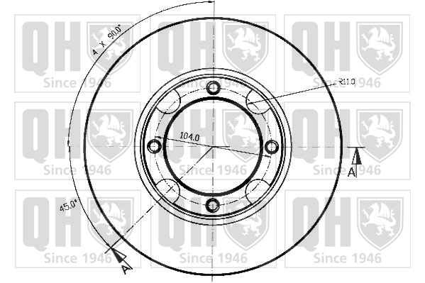 QUINTON HAZELL BDC3176 Δισκόπλακα for HYUNDAI MITSUBISHI