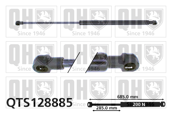QUINTON HAZELL QTS128885 Gas Spring, bonnet for PEUGEOT