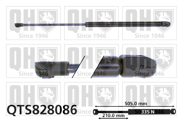 QUINTON HAZELL QTS828086 Gas Spring, boot/cargo area for PEUGEOT
