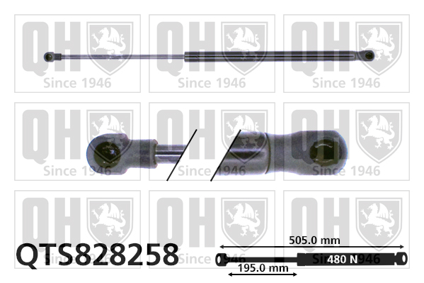 QUINTON HAZELL QTS828258 Gas Spring, boot/cargo area for PEUGEOT