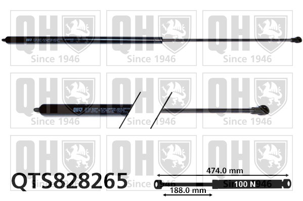 QUINTON HAZELL QTS828265 Gas Spring, boot/cargo area for PEUGEOT