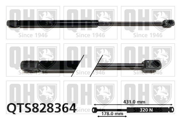 QUINTON HAZELL QTS828364 Gas Spring, bonnet for CHEVROLET OPEL VAUXHALL