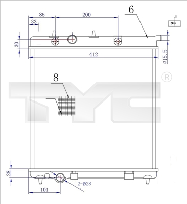 TYC 705-0072-R Radiator,...