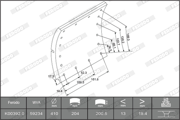 FERODO K00392.1-F3652 Kit...