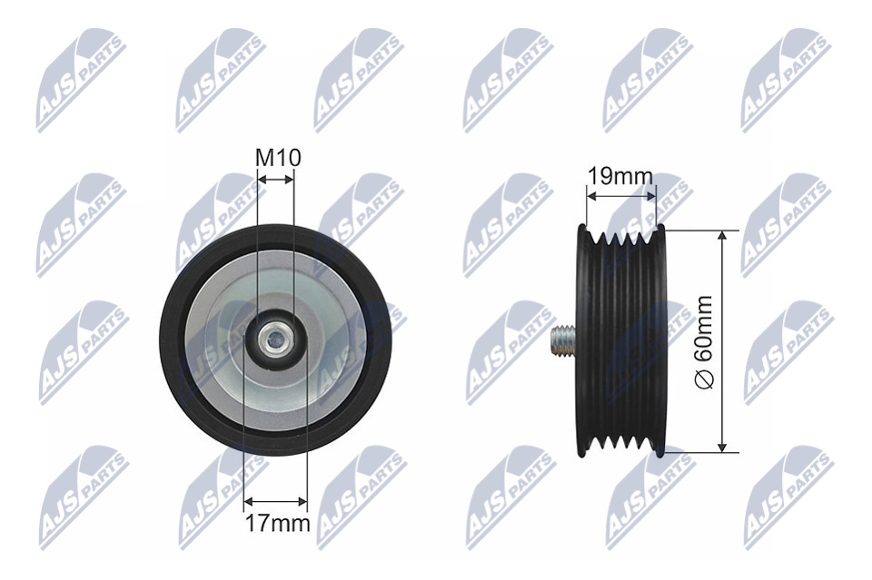 NTY RNK-KA-008 Deflection/Guide Pulley, V-ribbed belt