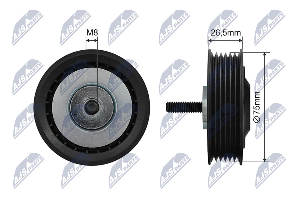 NTY RNK-VW-042 Tensioner Pulley, V-ribbed belt