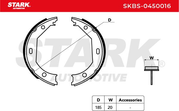 Stark SKBS-0450016 Комплект тормозных колодок, стояночная тормозная система