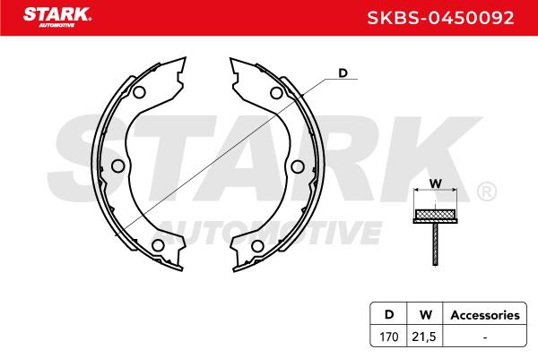 Stark SKBS-0450092 Комплект тормозных колодок, стояночная тормозная система