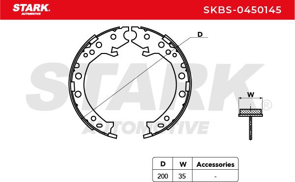 Stark SKBS-0450145 Комплект тормозных колодок, стояночная тормозная система