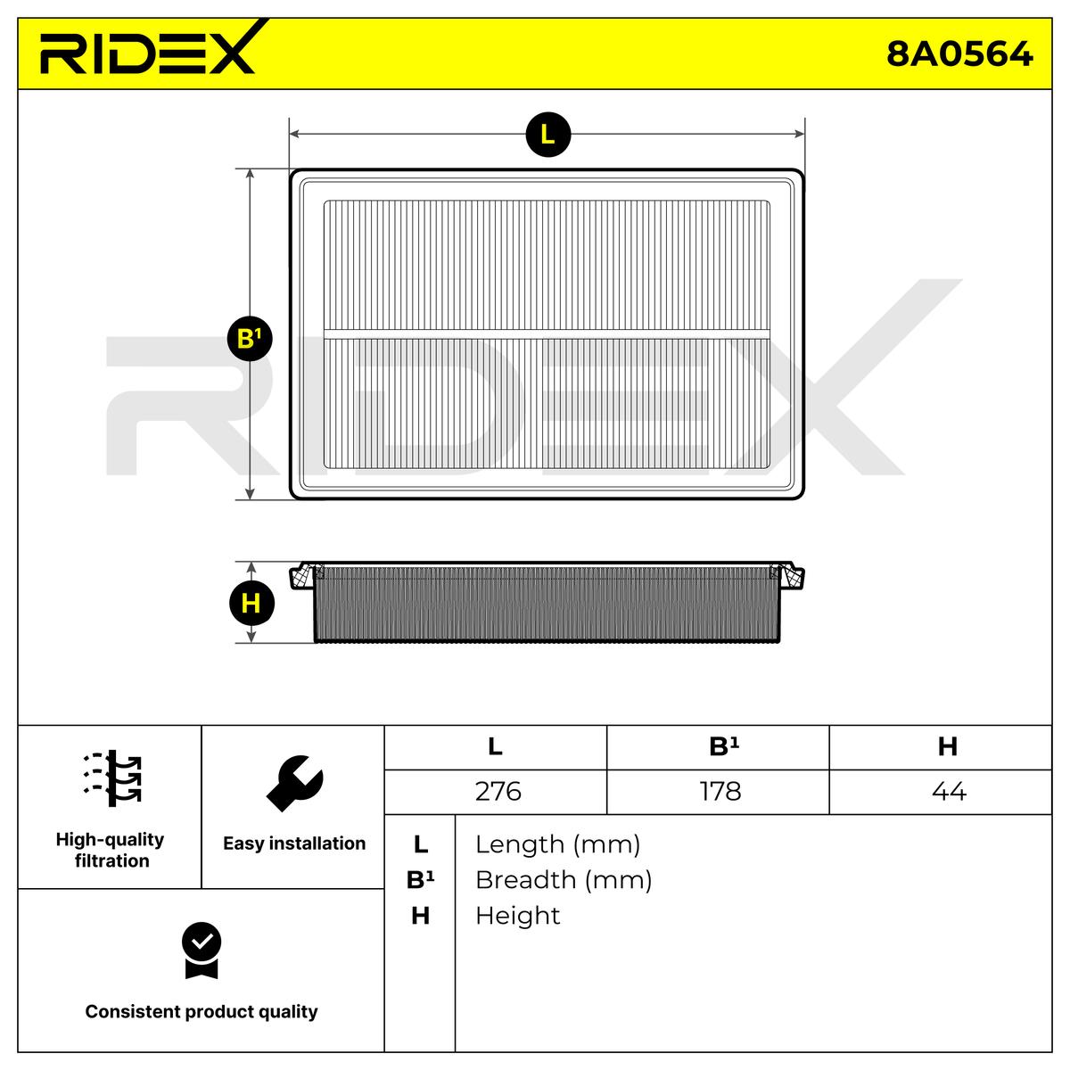RIDEX 8A0564 Air Filter for...