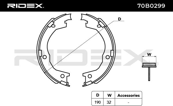 RIDEX 70B0299 Brake Shoe...