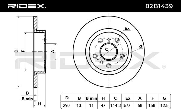 RIDEX 82B1439 Brake Disc...