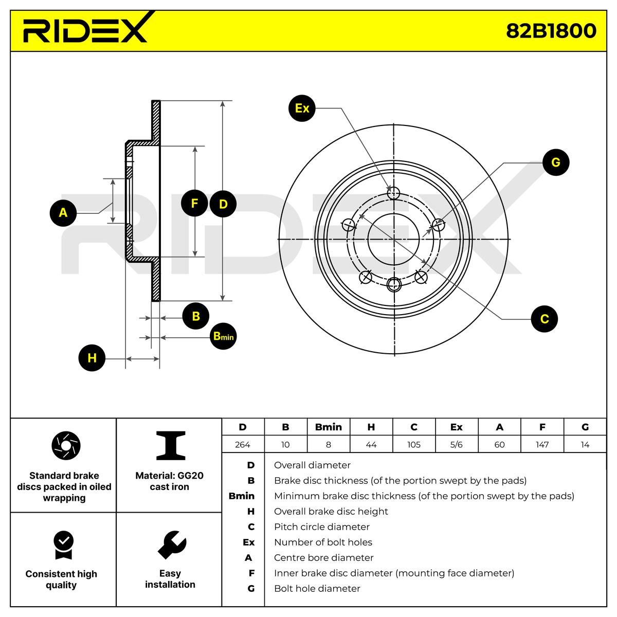 RIDEX 82B1800 Brake Disc...