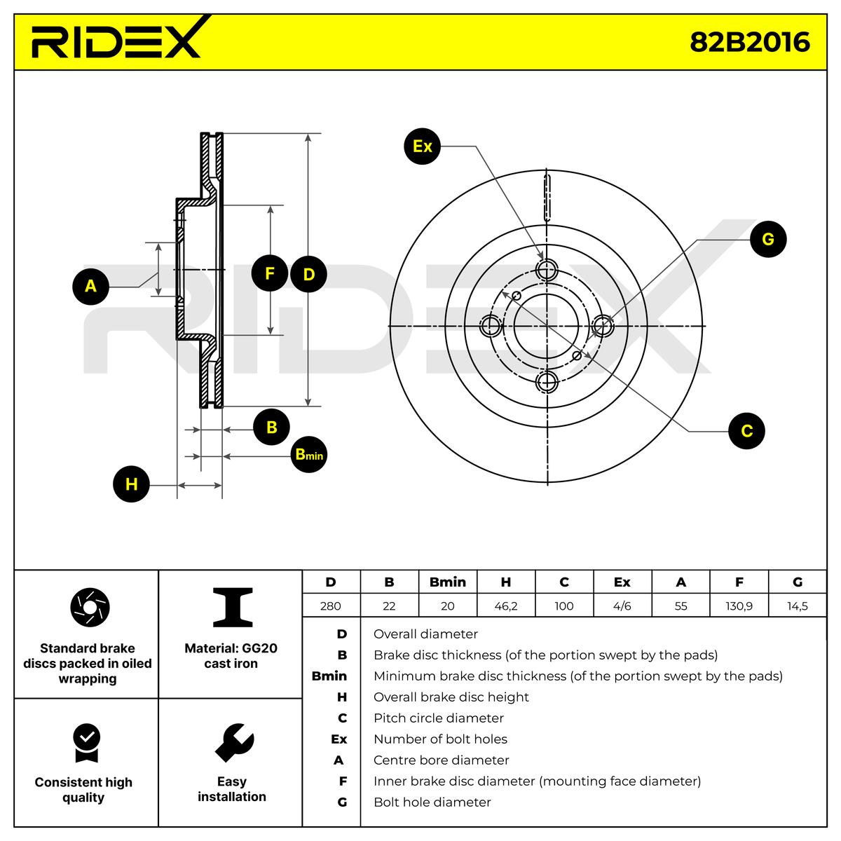 RIDEX 82B2016 Brake Disc...