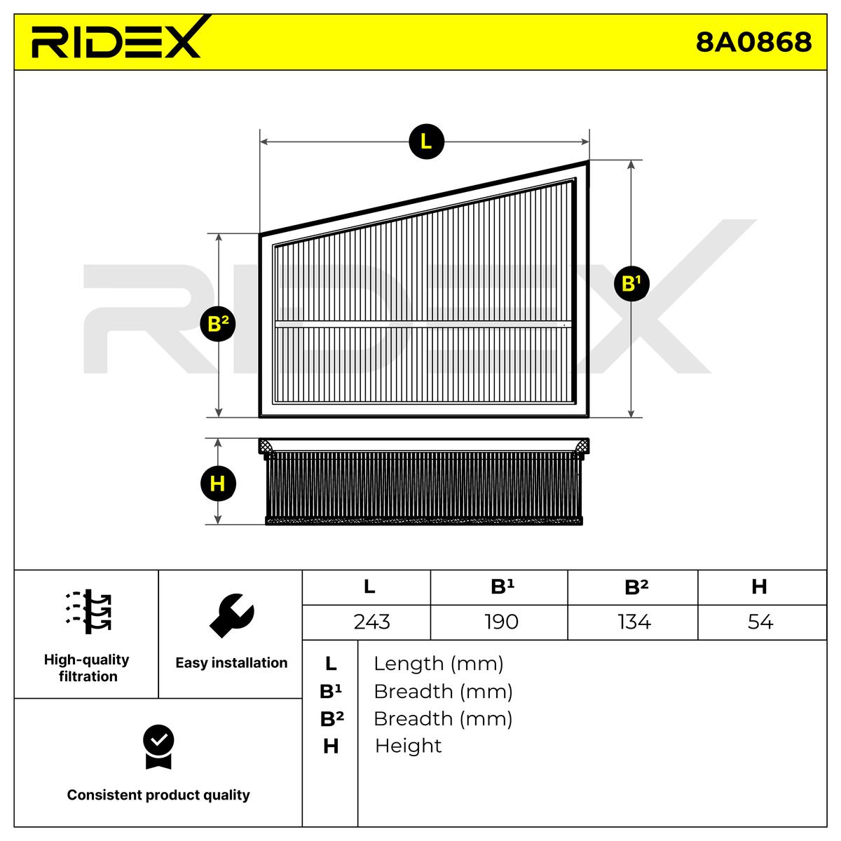 RIDEX 8A0868 Air Filter for...