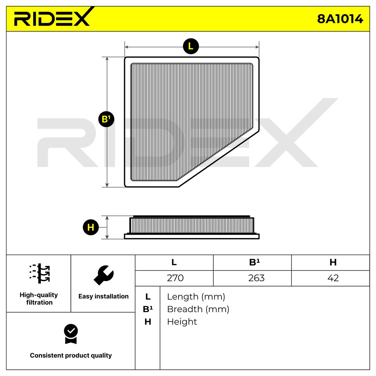 RIDEX 8A1014 Air Filter for...