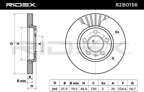 RIDEX 82B0156 Brake Disc...
