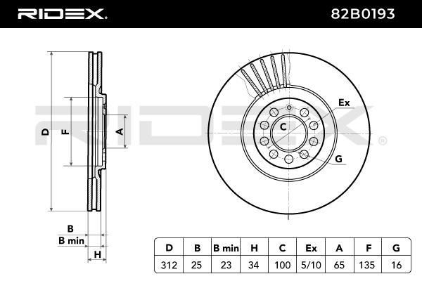 RIDEX 82B0193 Brake Disc...