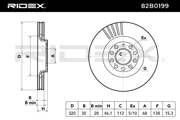 RIDEX 82B0199 Brake Disc...