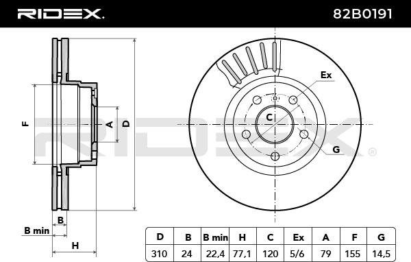 RIDEX 82B0191 Brake Disc...