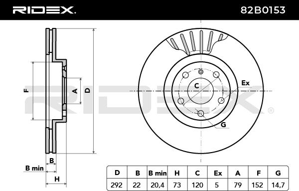 RIDEX 82B0153 Brake Disc...