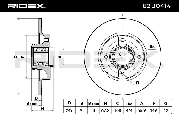 RIDEX 82B0414 Brake Disc...