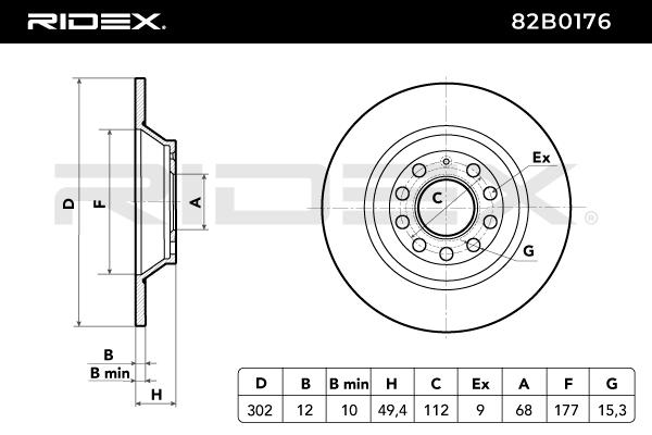 RIDEX 82B0176 Brake Disc...