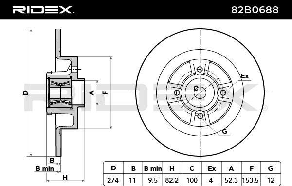 RIDEX 82B0688 Brake Disc...