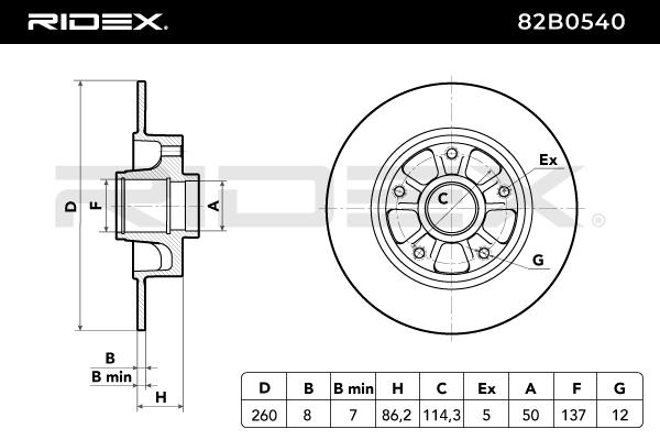 RIDEX 82B0540 Brake Disc...