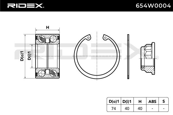 RIDEX 654W0004 Set rulment roata