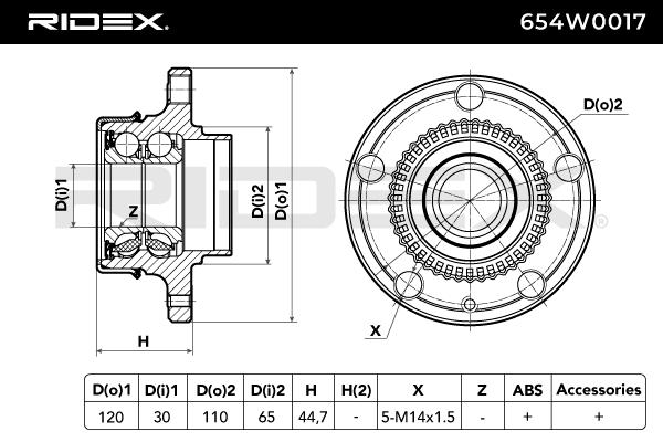 RIDEX 654W0017 Комплект подшипника ступицы колеса