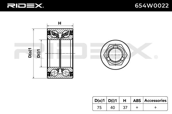 RIDEX 654W0022 Комплект подшипника ступицы колеса