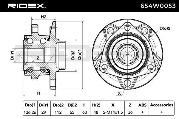 RIDEX 654W0053 Set rulment roata