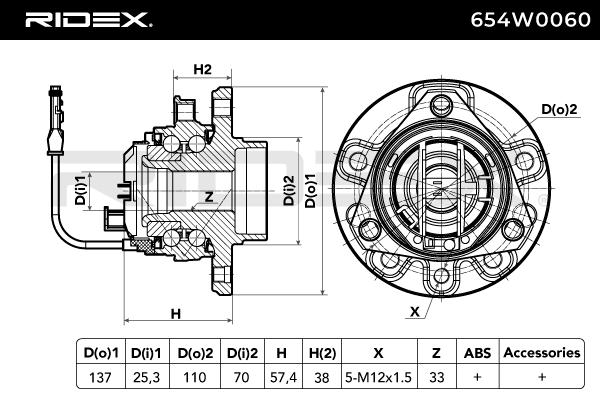 RIDEX 654W0060 Set rulment roata
