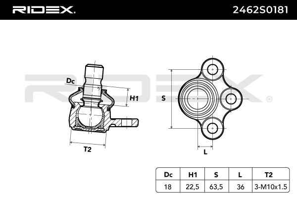 RIDEX 2462S0181 Ball Joint...