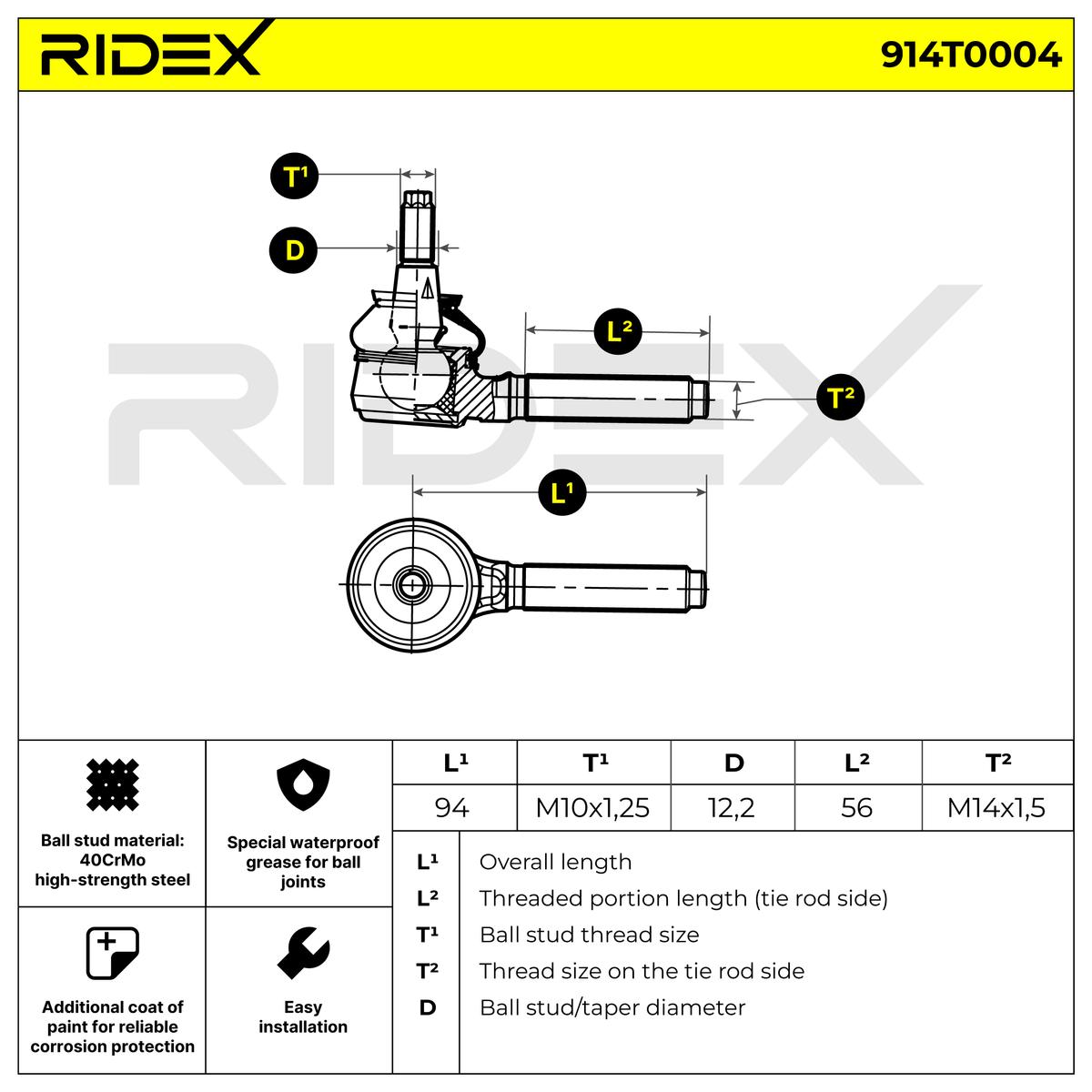 RIDEX 914T0004 Tie Rod End...
