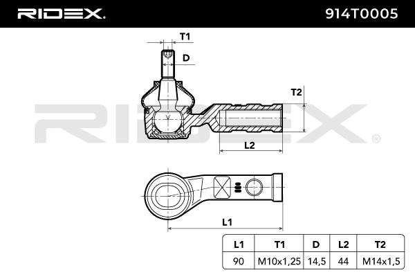 RIDEX 914T0005 Tie Rod End...