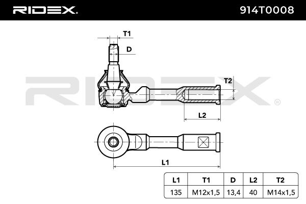 RIDEX 914T0008 Tie Rod End...