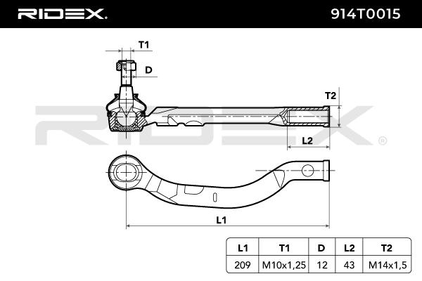 RIDEX 914T0015 Tie Rod End...