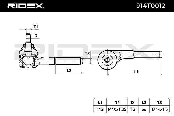 RIDEX 914T0012 Tie Rod End...