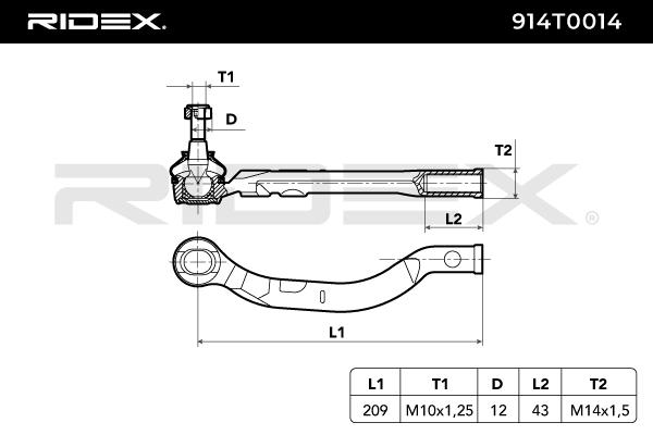 RIDEX 914T0014 Tie Rod End...