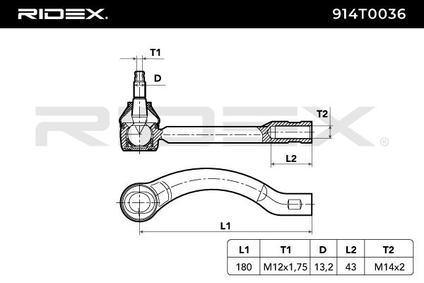 RIDEX 914T0036 Tie Rod End...