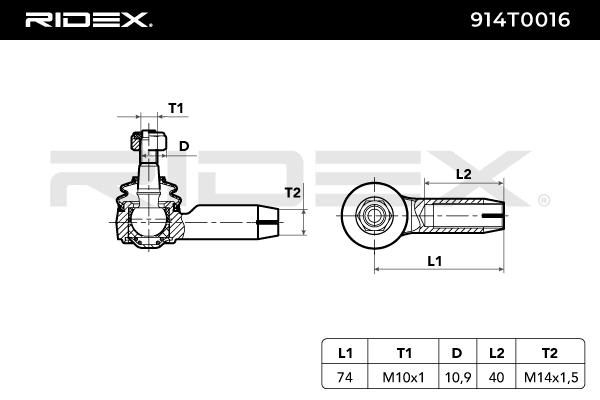 RIDEX 914T0016 Tie Rod End...