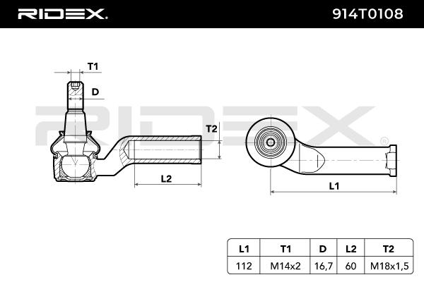RIDEX 914T0108 Tie Rod End...