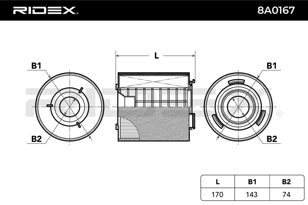 RIDEX 8A0167 Air Filter for...