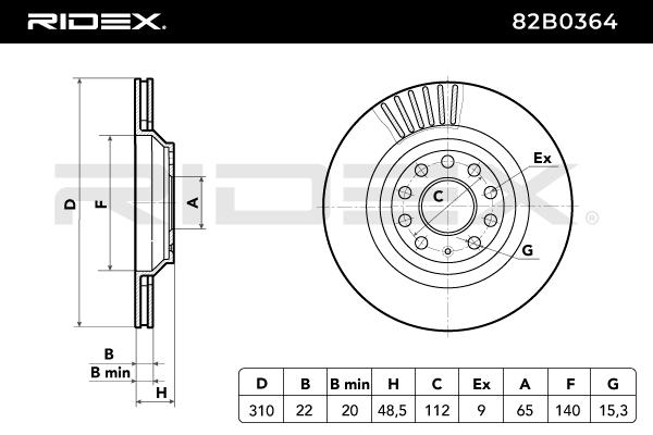 RIDEX 82B0364 Brake Disc...