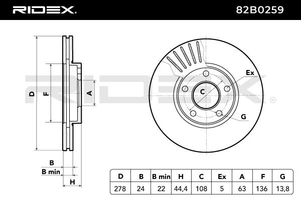 RIDEX 82B0259 Brake Disc...