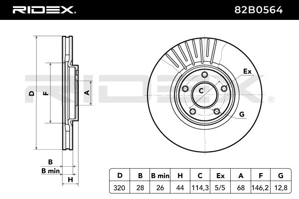 RIDEX 82B0564 Brake Disc...