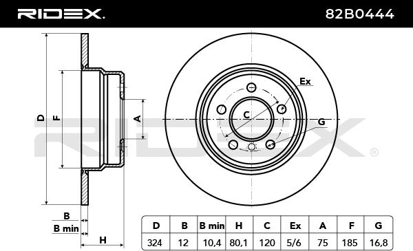 RIDEX 82B0444 Brake Disc...